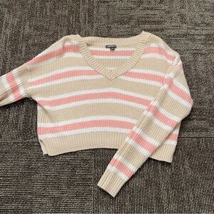 Wild Fable Tan and Pink Striped Sweater
